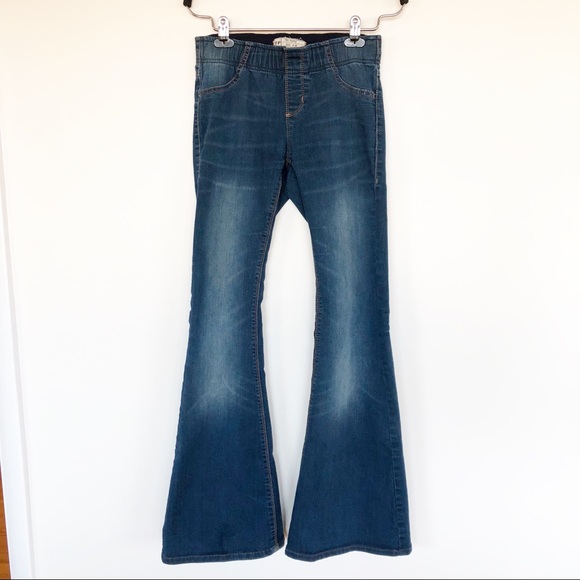 elastic waist bell bottom jeans